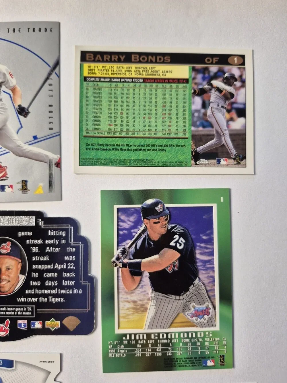 MLB Baseball Card Lot Barry Bonds Topps Chrome Clayton Kershaw Prizm Chipper...